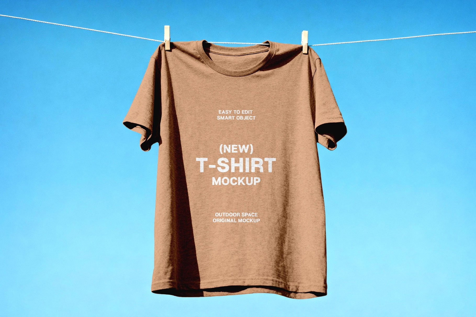 Free Hanging T-Shirt Mockup on Clothesline PSD Template