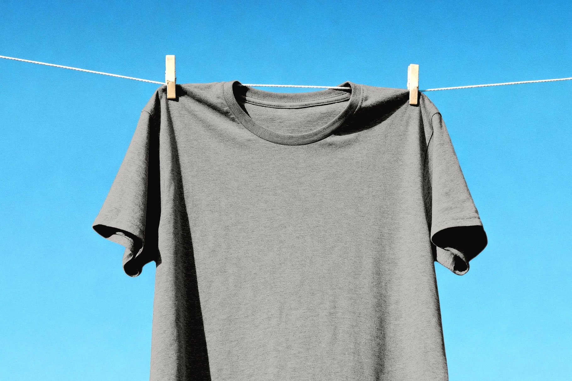 Free Hanging T-Shirt Mockup on Clothesline PSD Template