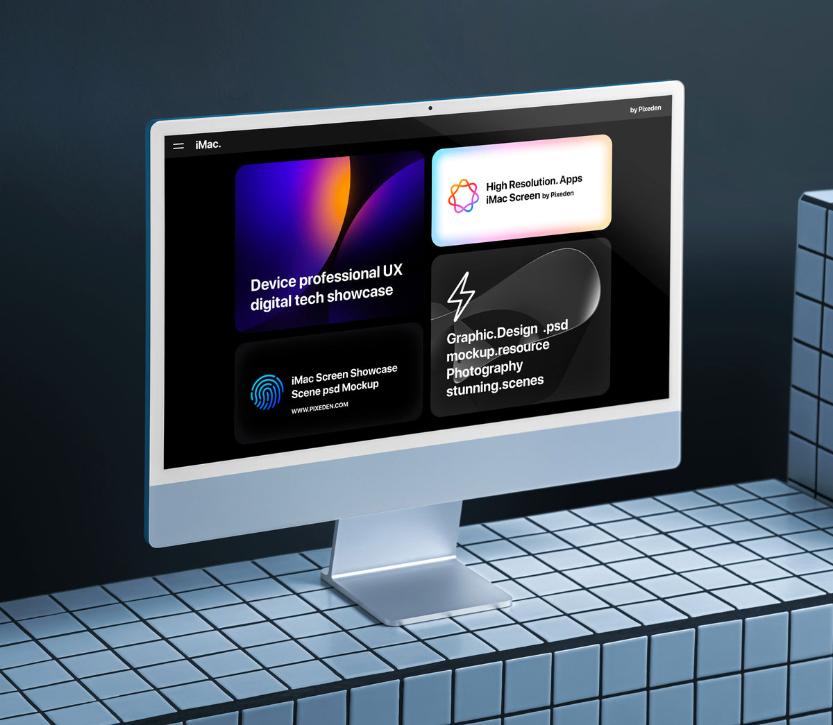Free iMac Showcase Screen Mockup PSD Template
