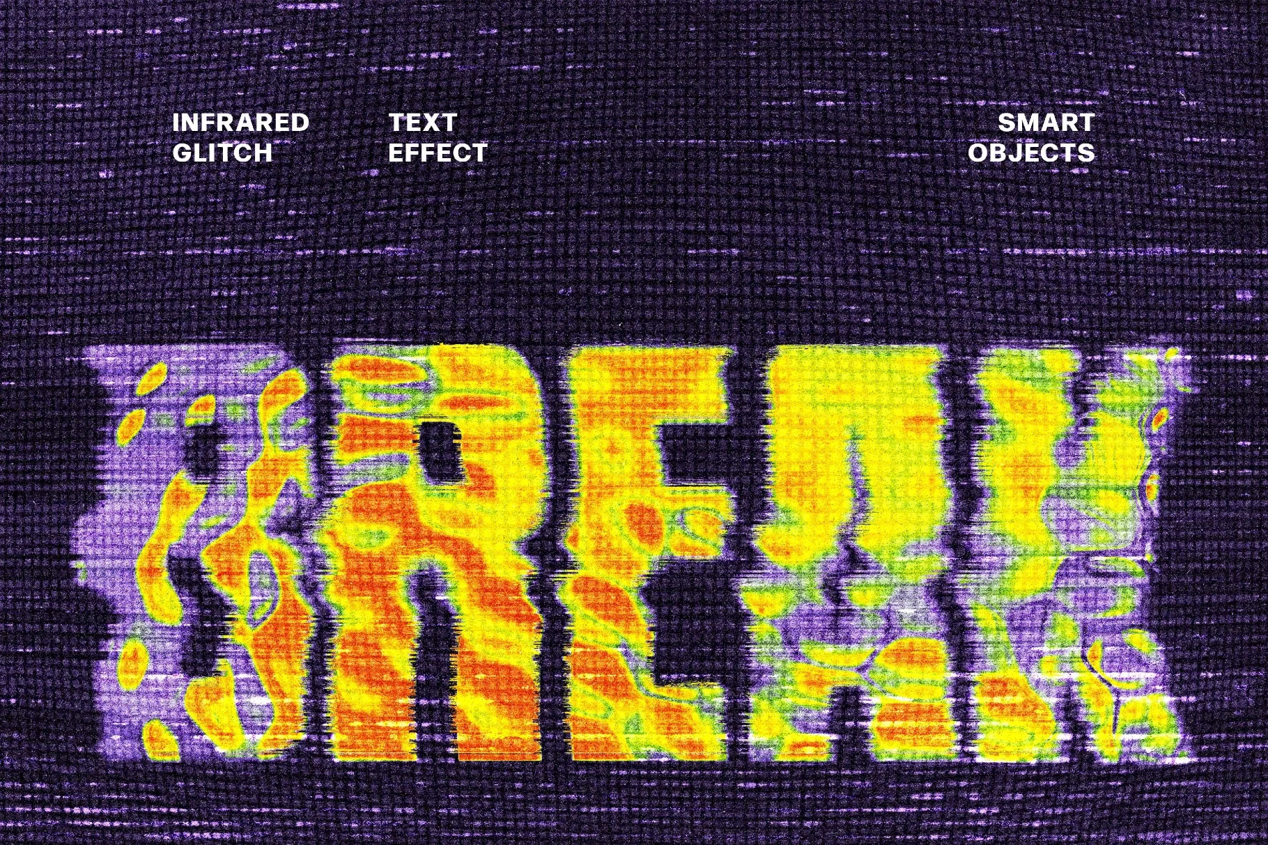 Free Infrared Glitch Text Effect / Logo Mockup PSD Template