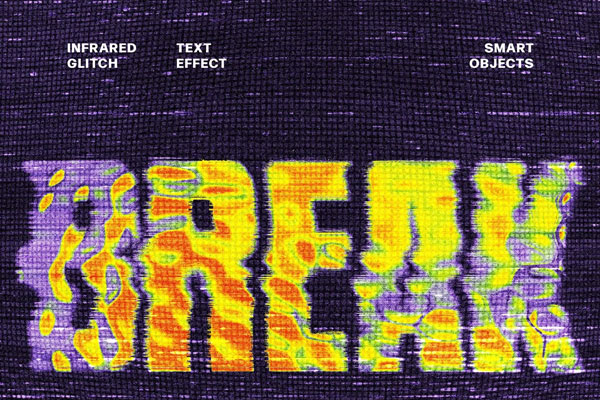 Free Infrared Glitch Text Effect / Logo Mockup PSD Template
