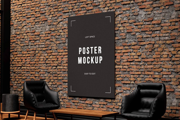 Free Loft Space Poster Mockup PSD Template