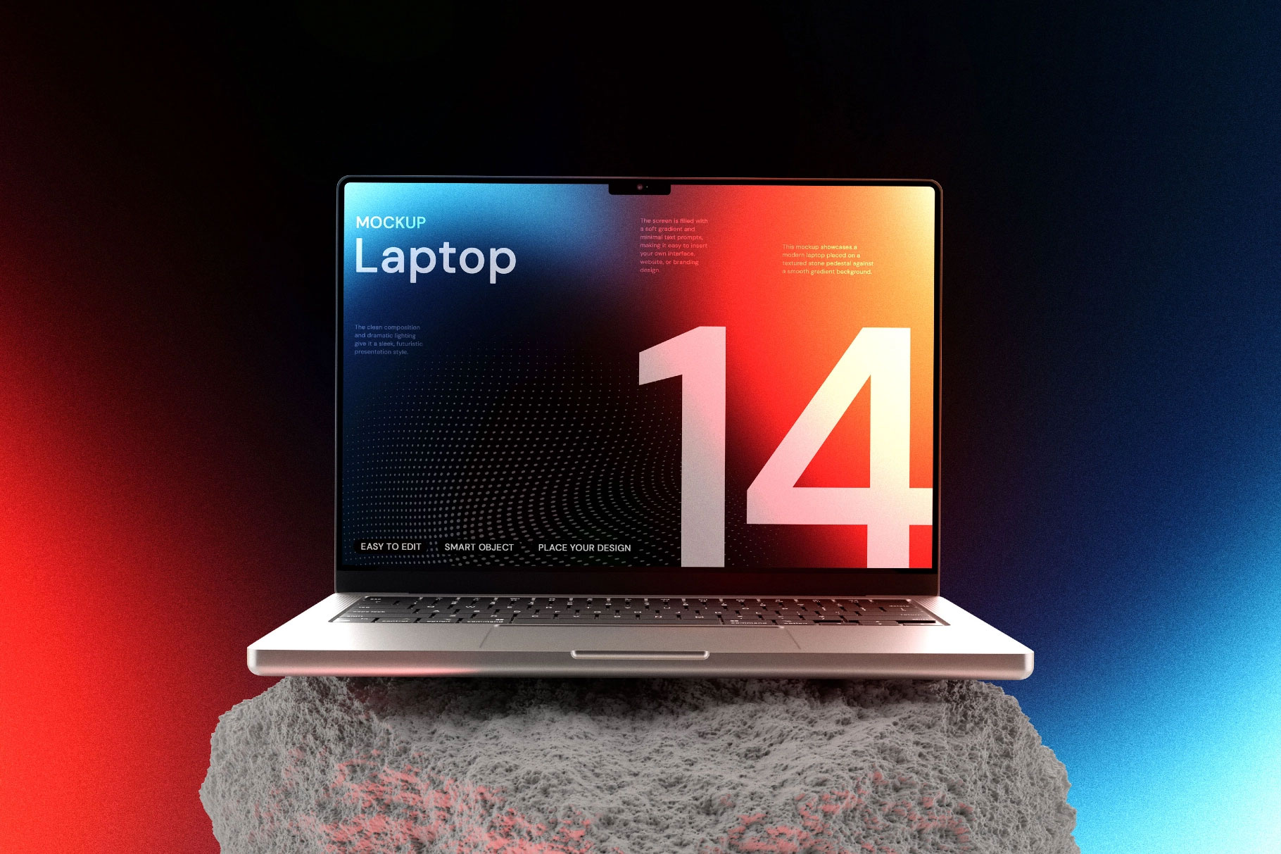 Free MacBook 14 Inch Mockup PSD Template