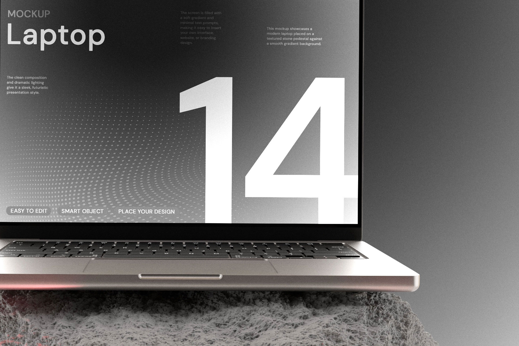 Free MacBook 14 Inch Mockup PSD Template
