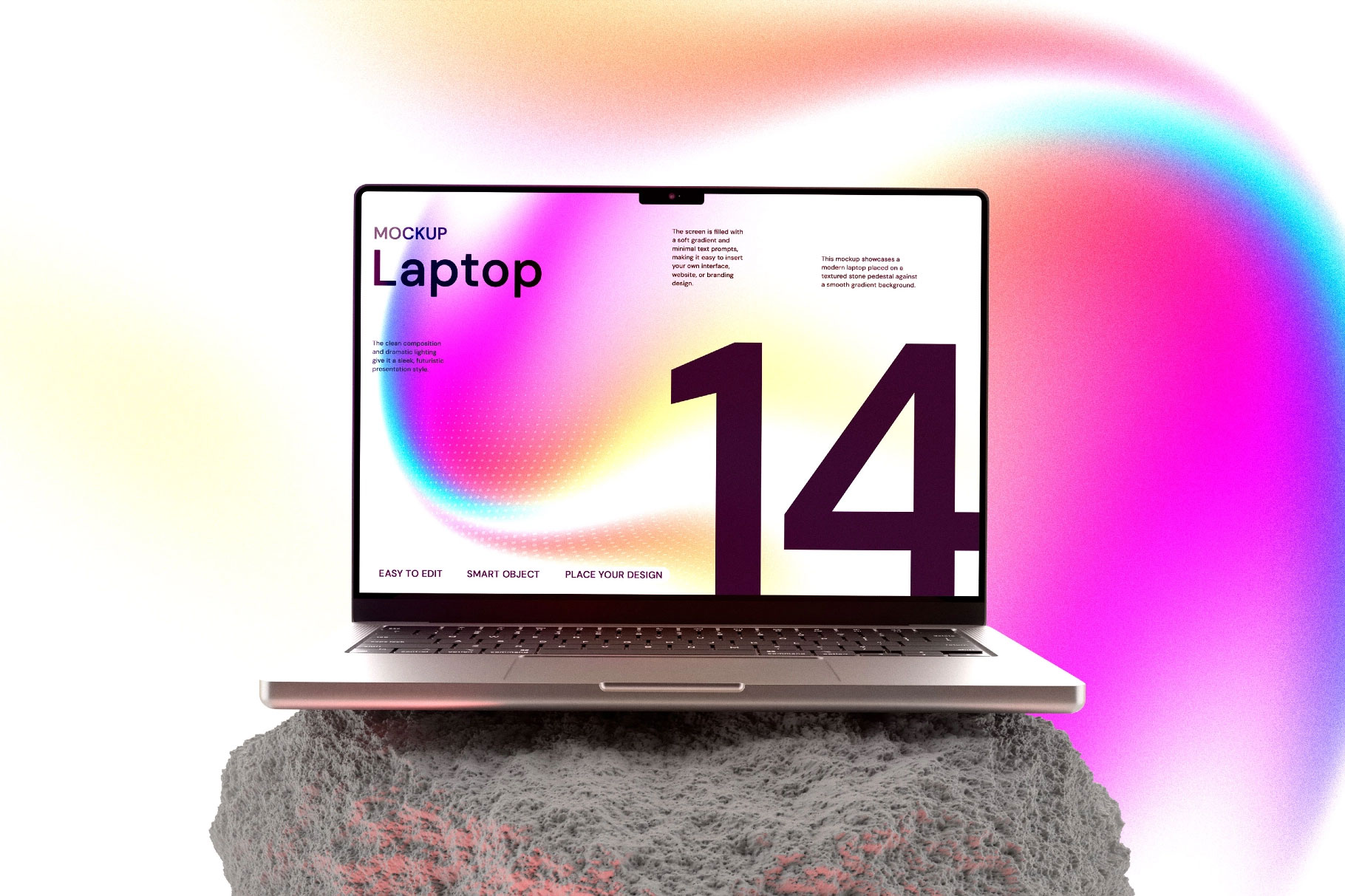 Free MacBook 14 Inch Mockup PSD Template