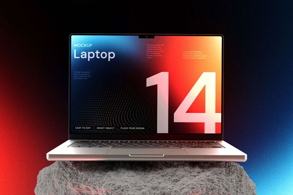 Free MacBook 14 Inch Mockup PSD Template
