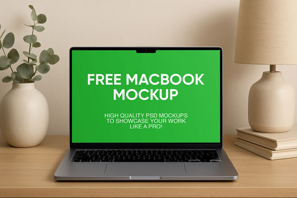 Free MacBook Display Mockup PSD Template