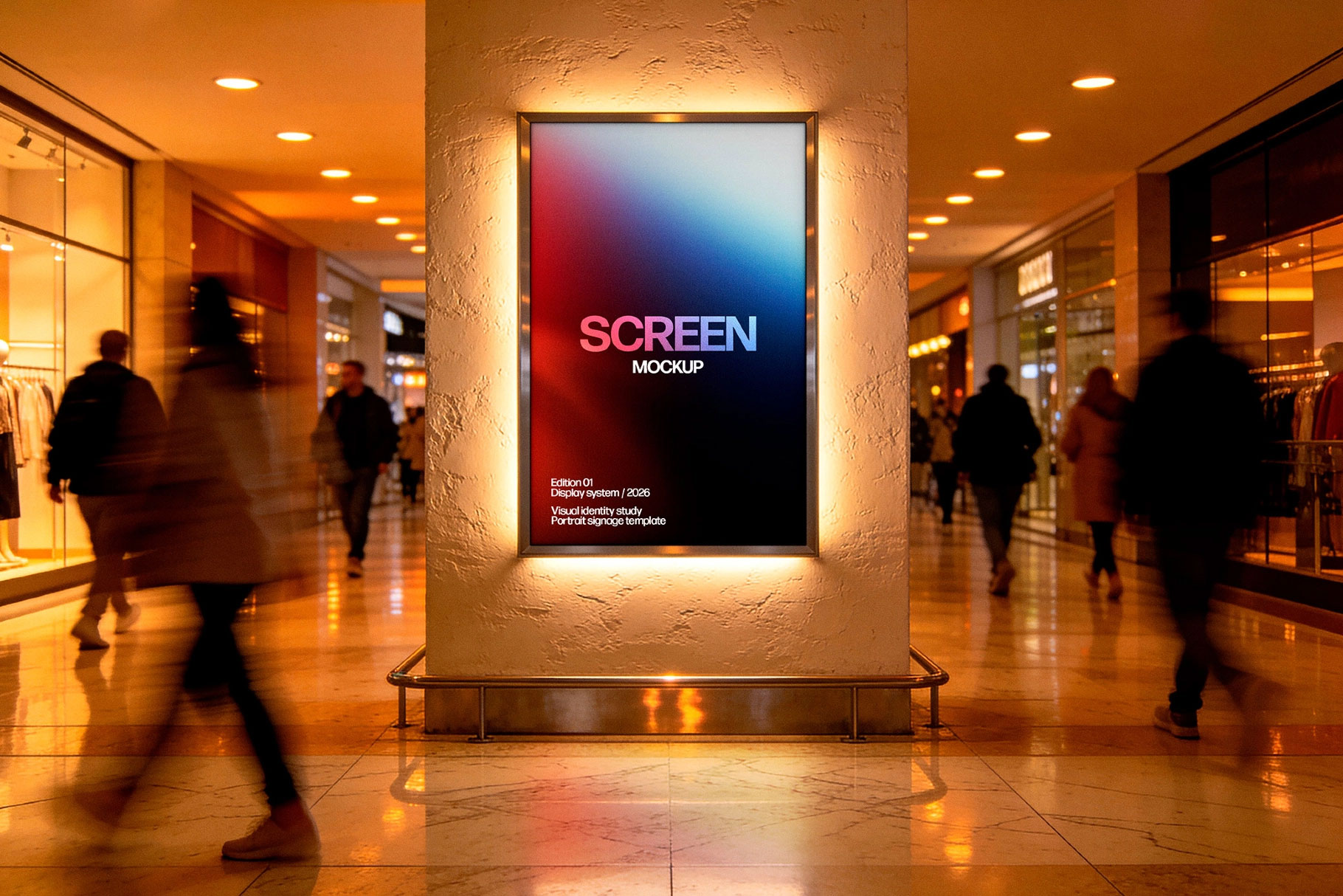 Free Mall Screen Mockup PSD Template