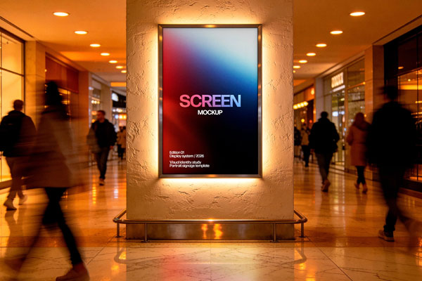Free Mall Screen Mockup PSD Template