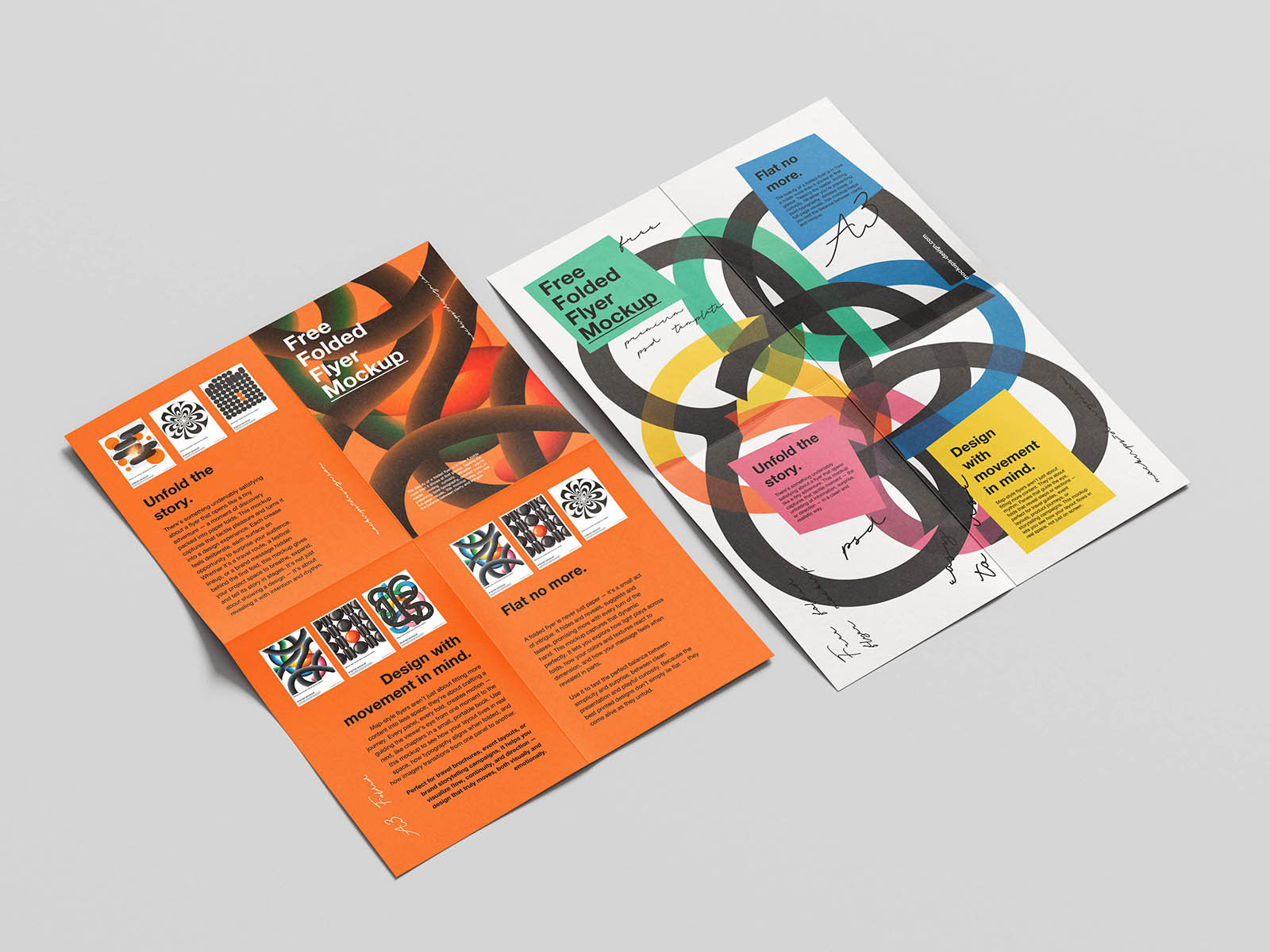 Free Map Folded Flyer Mockup PSD Template