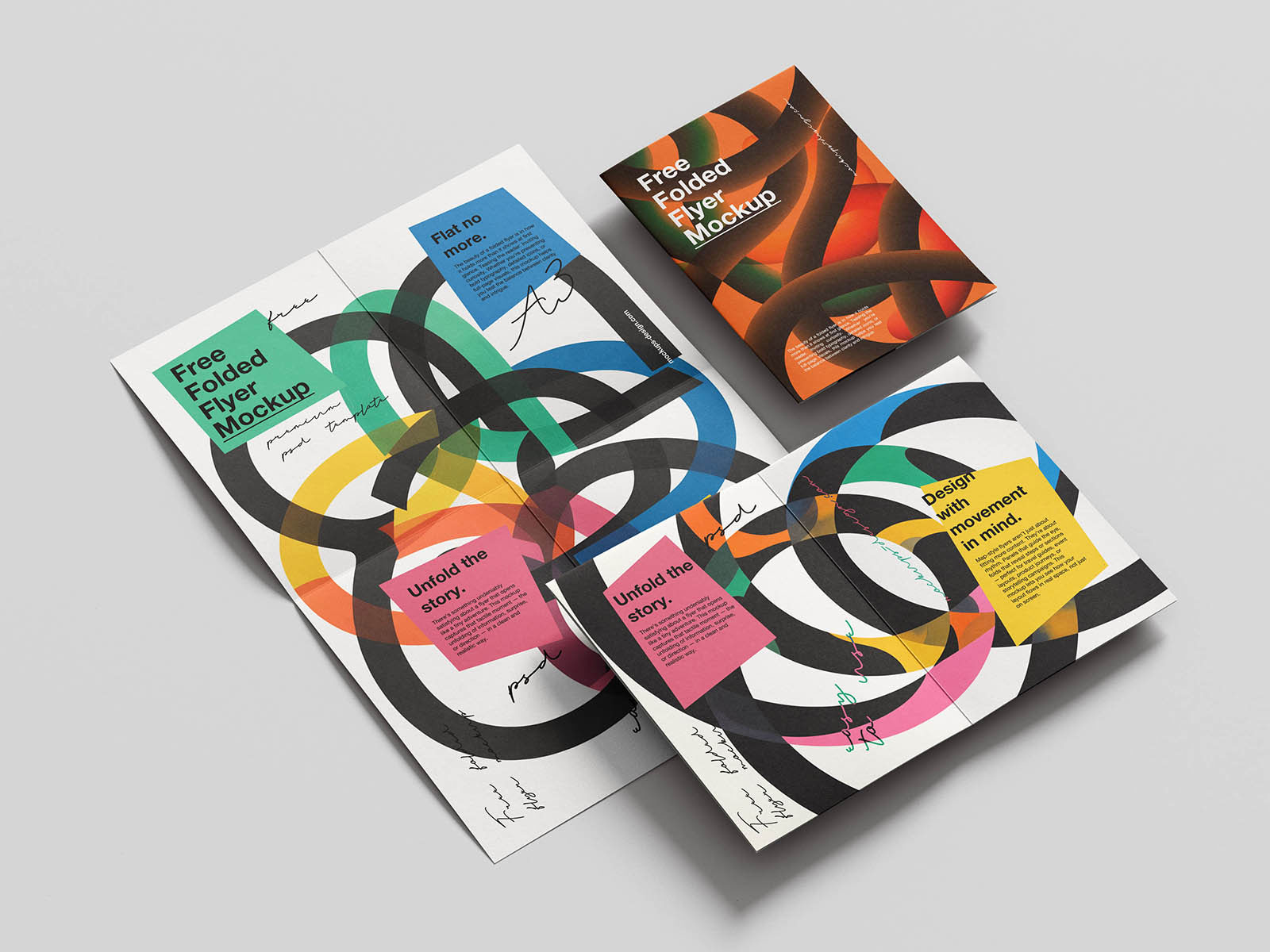 Free Map Folded Flyer Mockup PSD Template