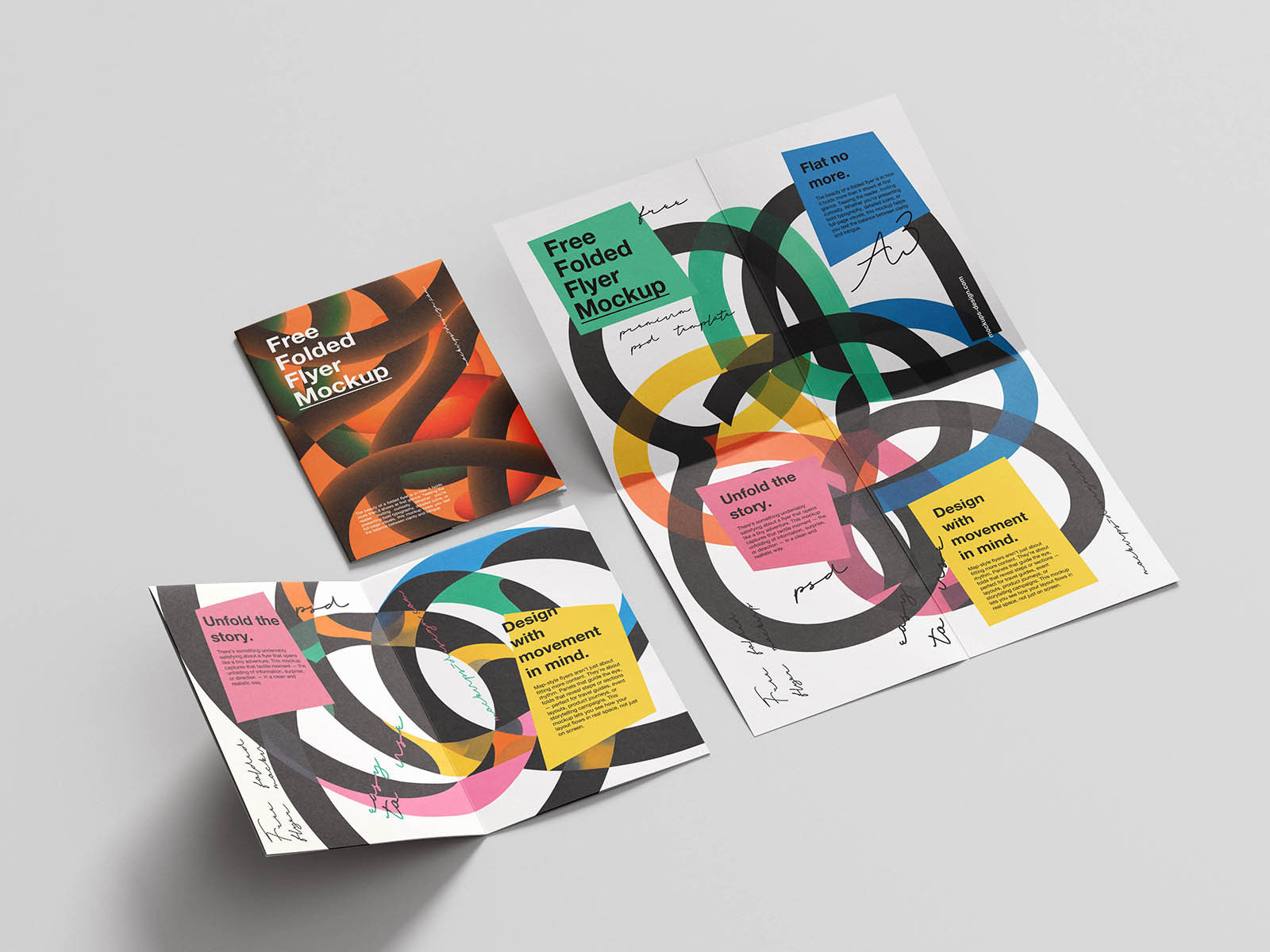 Free Map Folded Flyer Mockup PSD Template