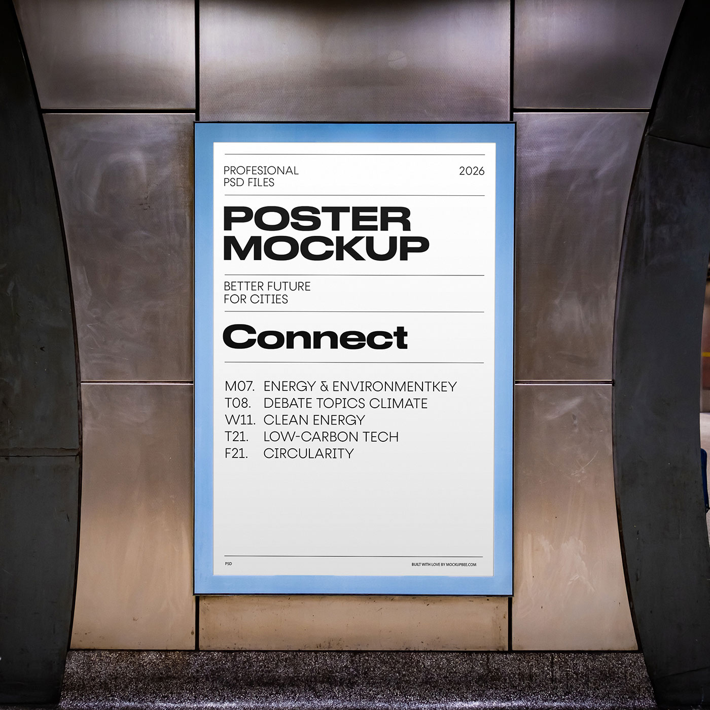 Free Metro Station Citylight Mockup PSD Template