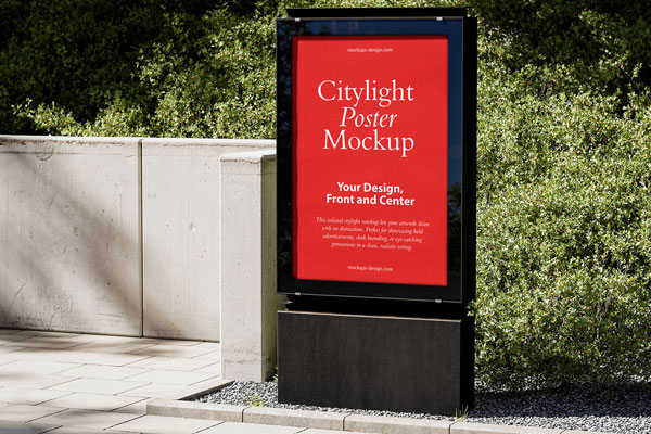 Free Minimal Citylight Poster Mockup PSD Template