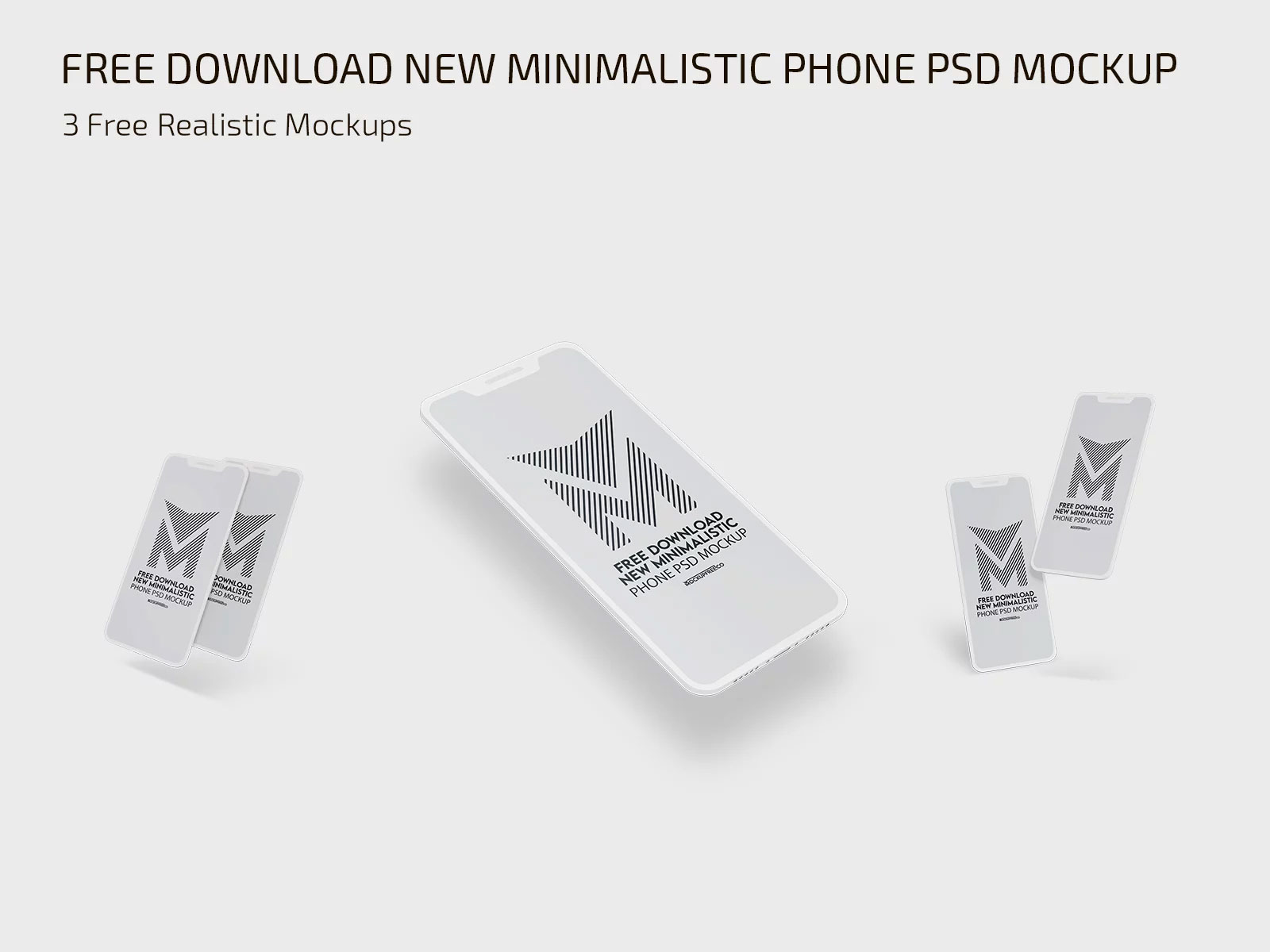 Free Minimalistic Phone Mockups PSD Template