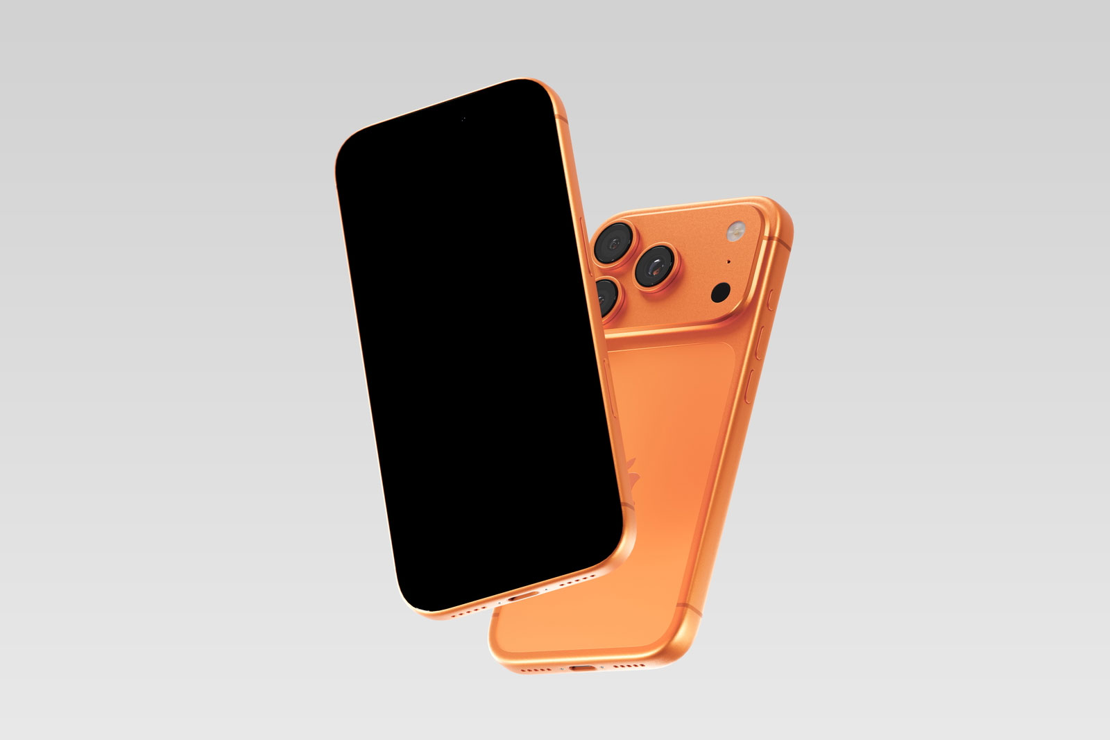 Free Orange iPhone 17 Pro Mockup PSD Template