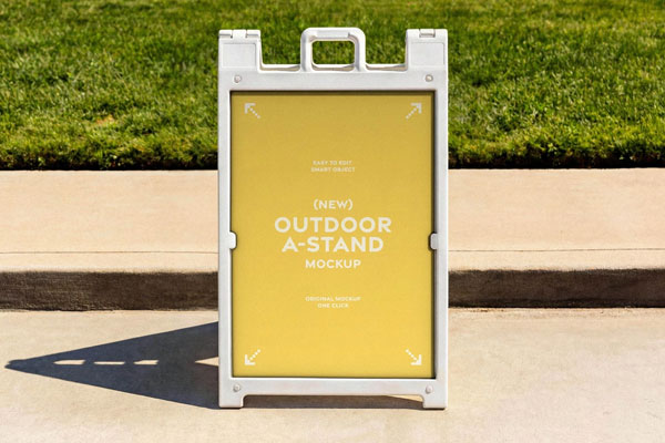Free Outdoor A Stand Signage Mockup PSD Template