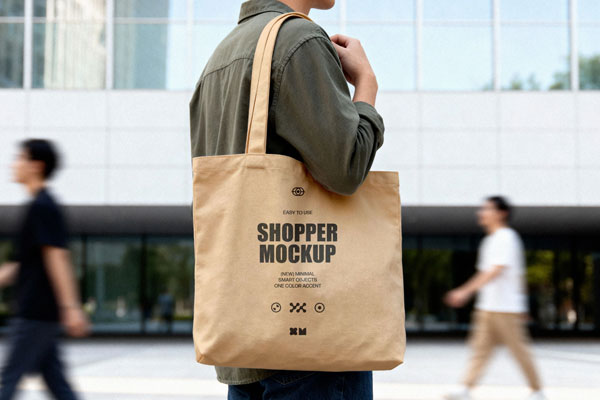 Free Outdoor Canvas Tote Bag Mockup PSD Template