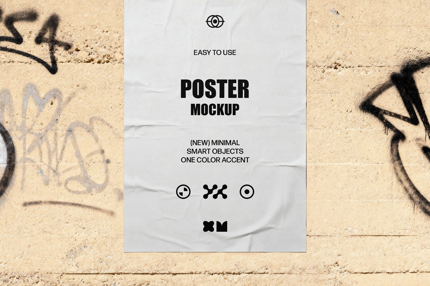 Free Paper Poster Mockup on Graffiti Wall PSD Template