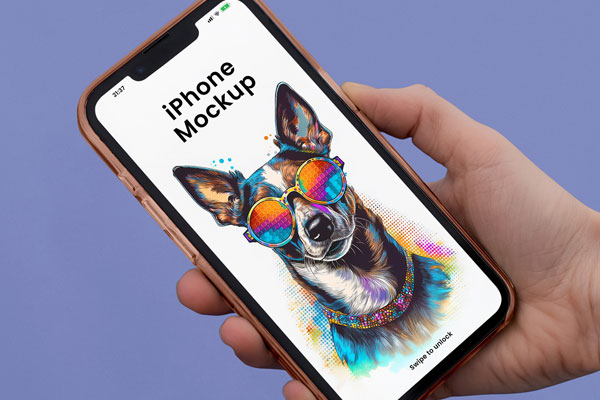 Free Phone Device in Hand Mockup PSD Template