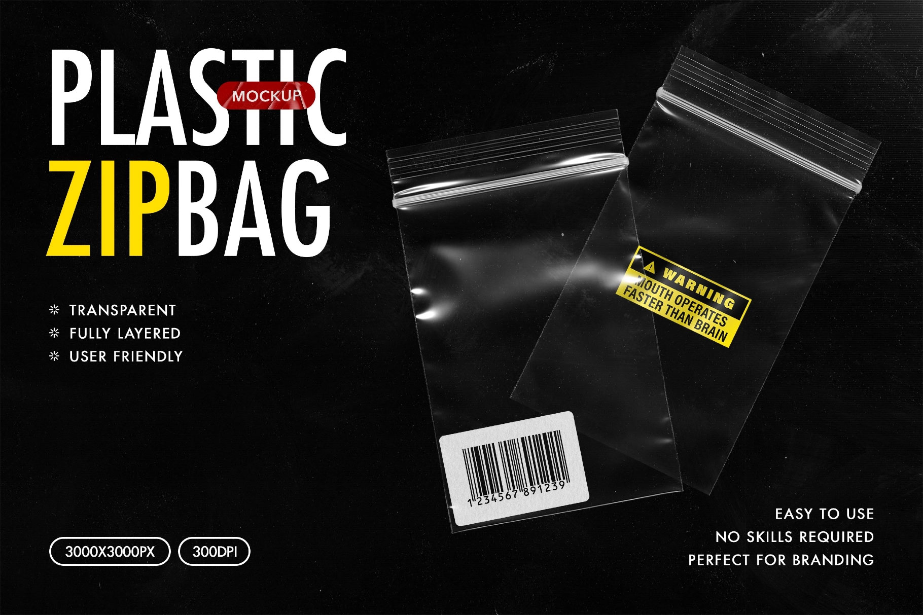 Free Plastic Zip Bags Mockups Overlays PSD Template