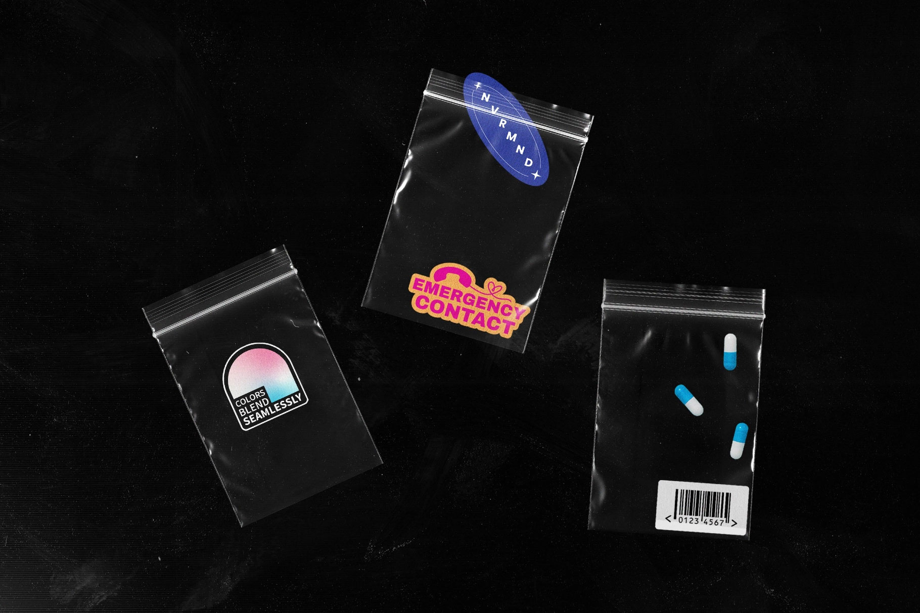 Free Plastic Zip Bags Mockups Overlays PSD Template