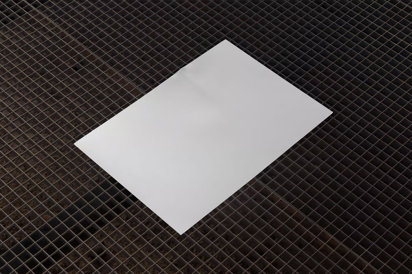 Free Poster on Metal Grid Mockup PSD Template