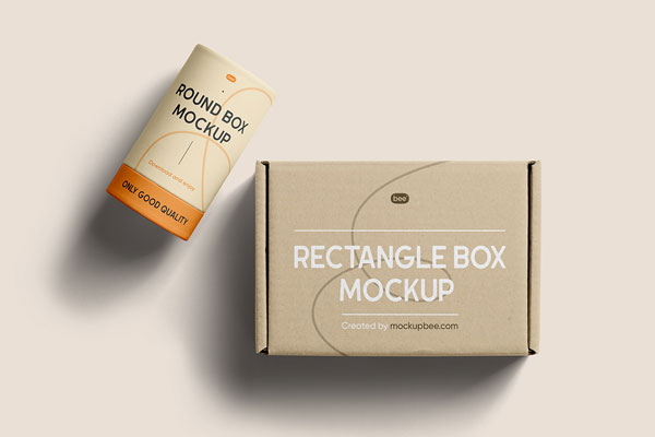 Free Rectangle and Tube Boxes Mockup PSD Template