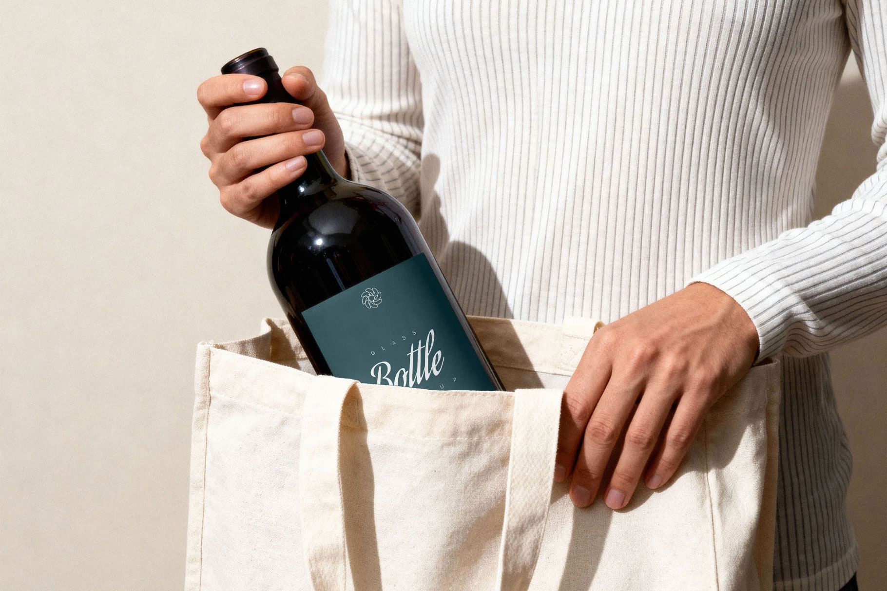 Free Red Wine Bottle Mockup PSD Template