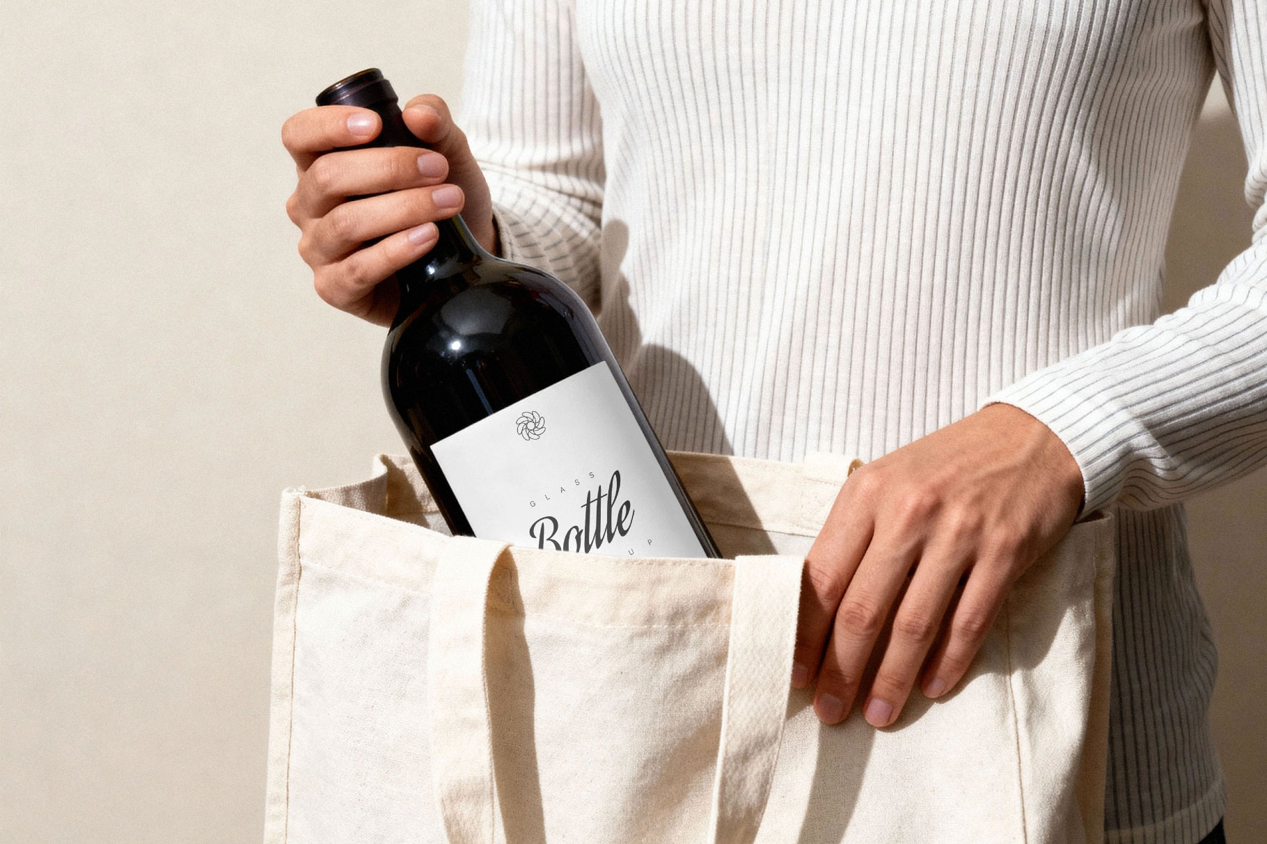 Free Red Wine Bottle Mockup PSD Template
