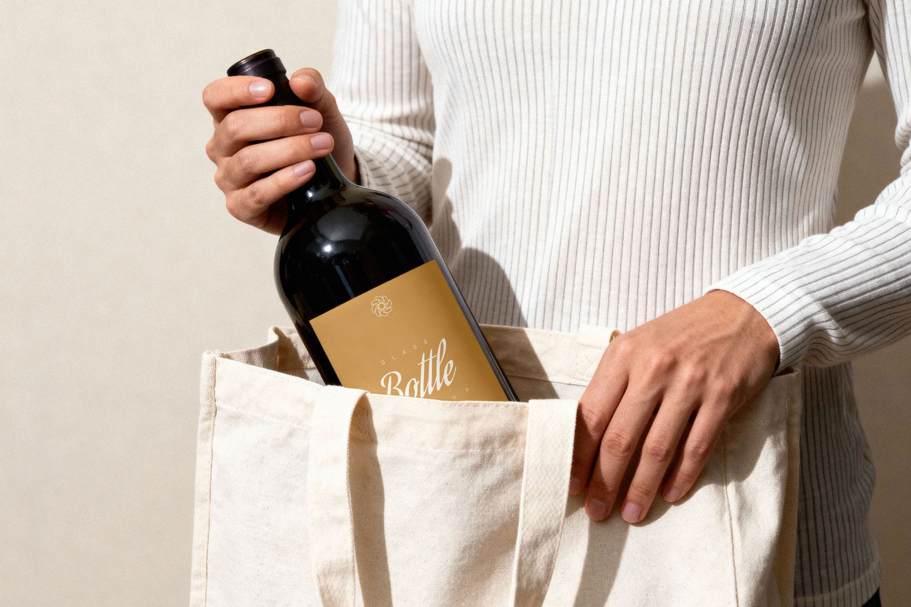 Free Red Wine Bottle Mockup PSD Template