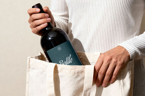 Free Red Wine Bottle Mockup PSD Template