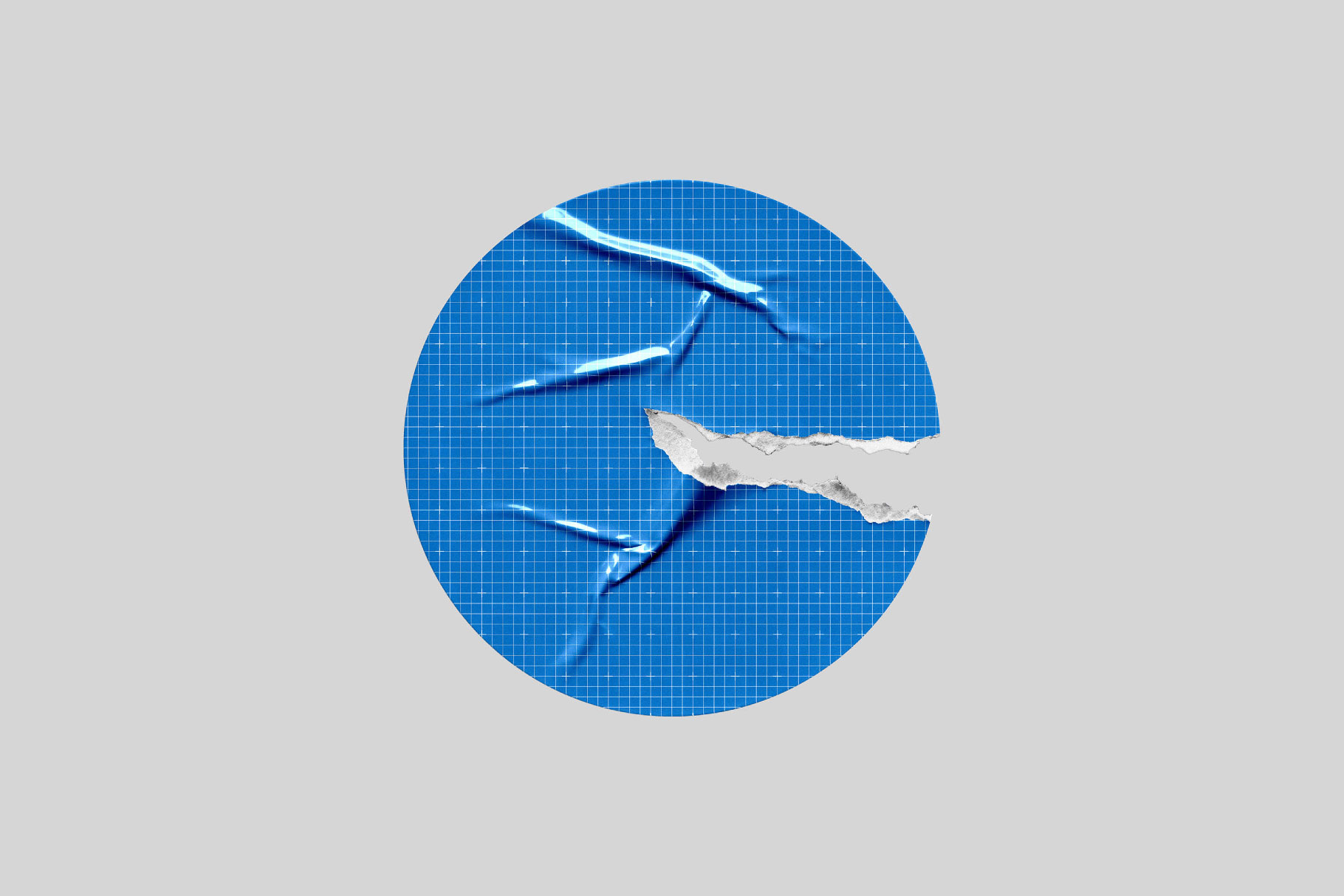 Free Round Torn Sticker Mockup PSD Template