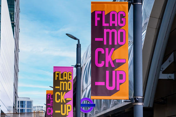 Free Set of Flags Mockup PSD Template