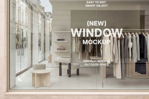 Free Shopfront Window Sticker Mockup PSD Template