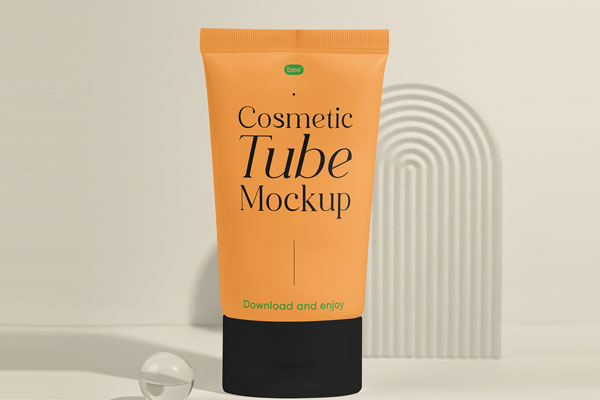 Free Short Cosmetic Tube Mockup PSD Template