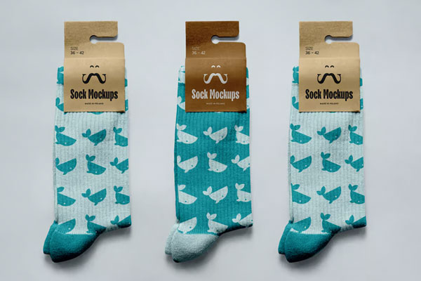 Free Sock with Label Mockups PSD Template