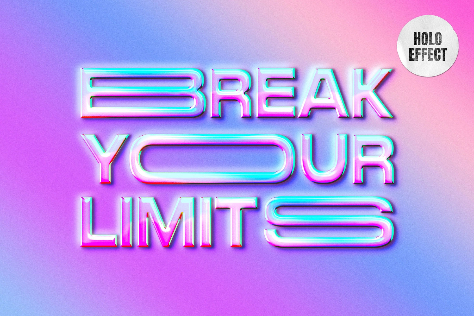 Free Soft Holographic Text Effect / Logo Mockup PSD Template