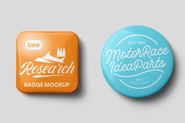 Free Square and Circle Badge Mockup PSD Template