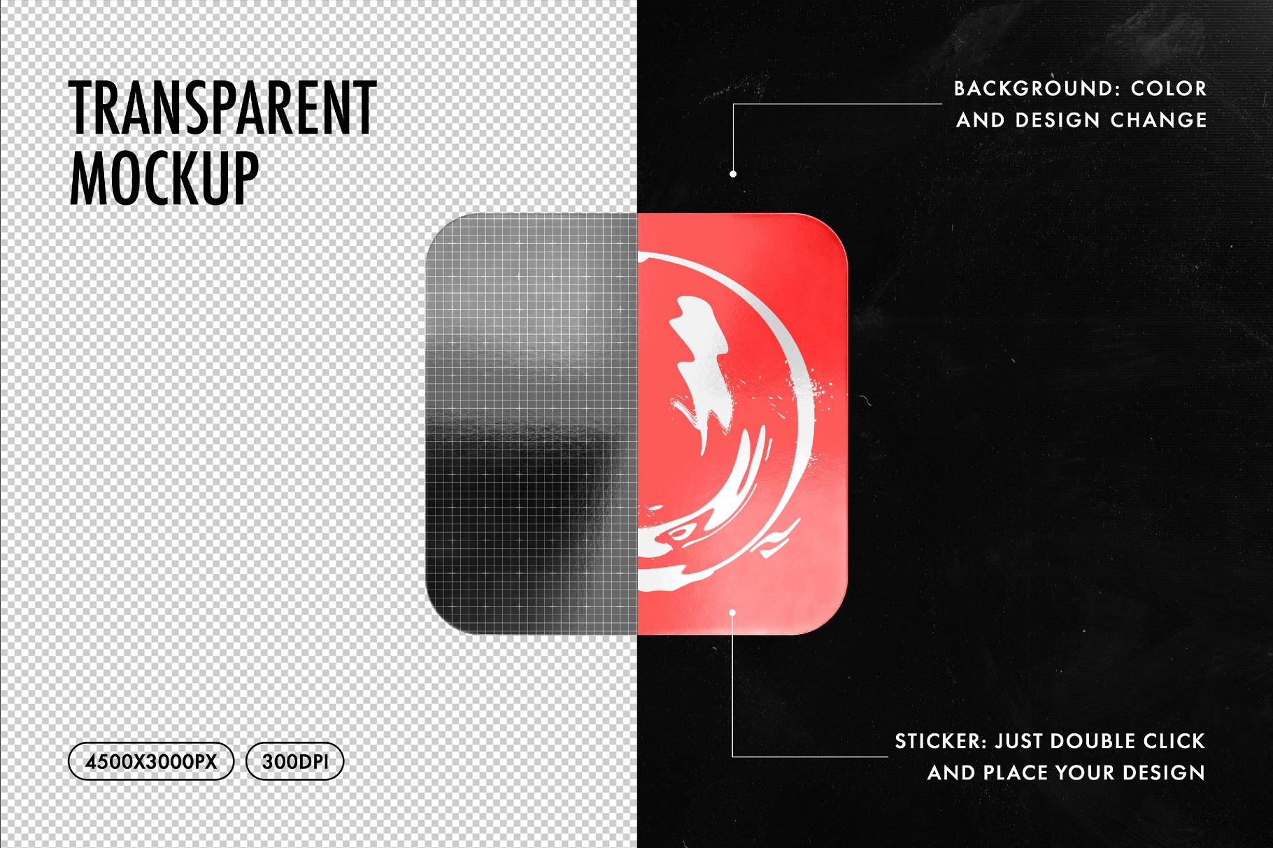 Free Square Metallic Sticker Mockup PSD Template