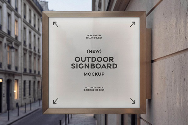 Free Square Outdoor Sign Mockup PSD Template