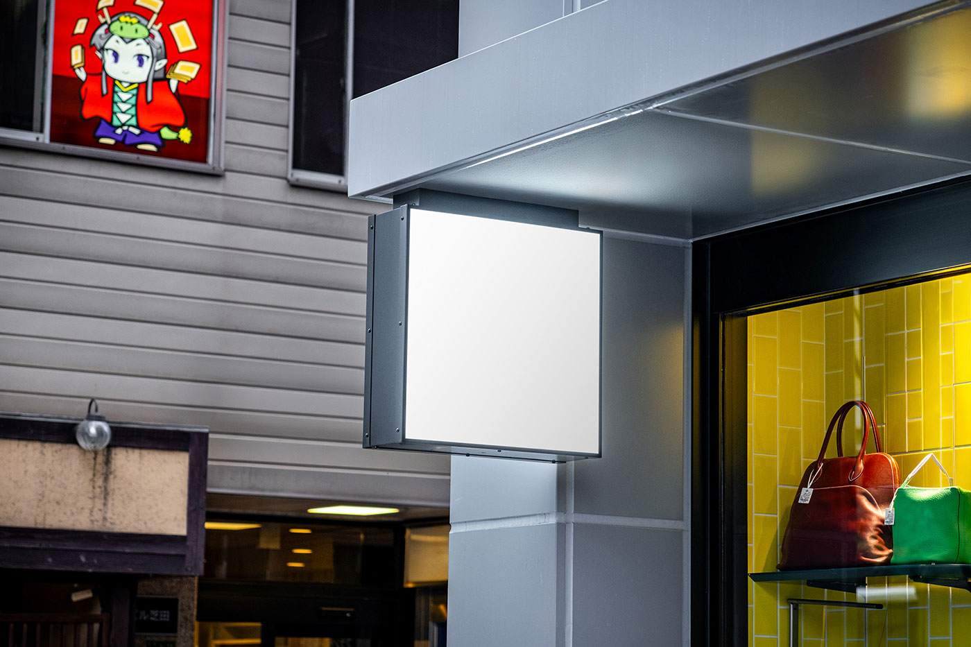 Free Square Signage Mockup PSD Template