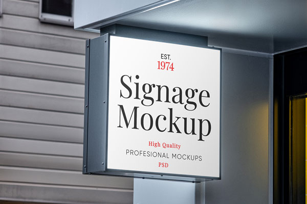 Free Square Signage Mockup PSD Template