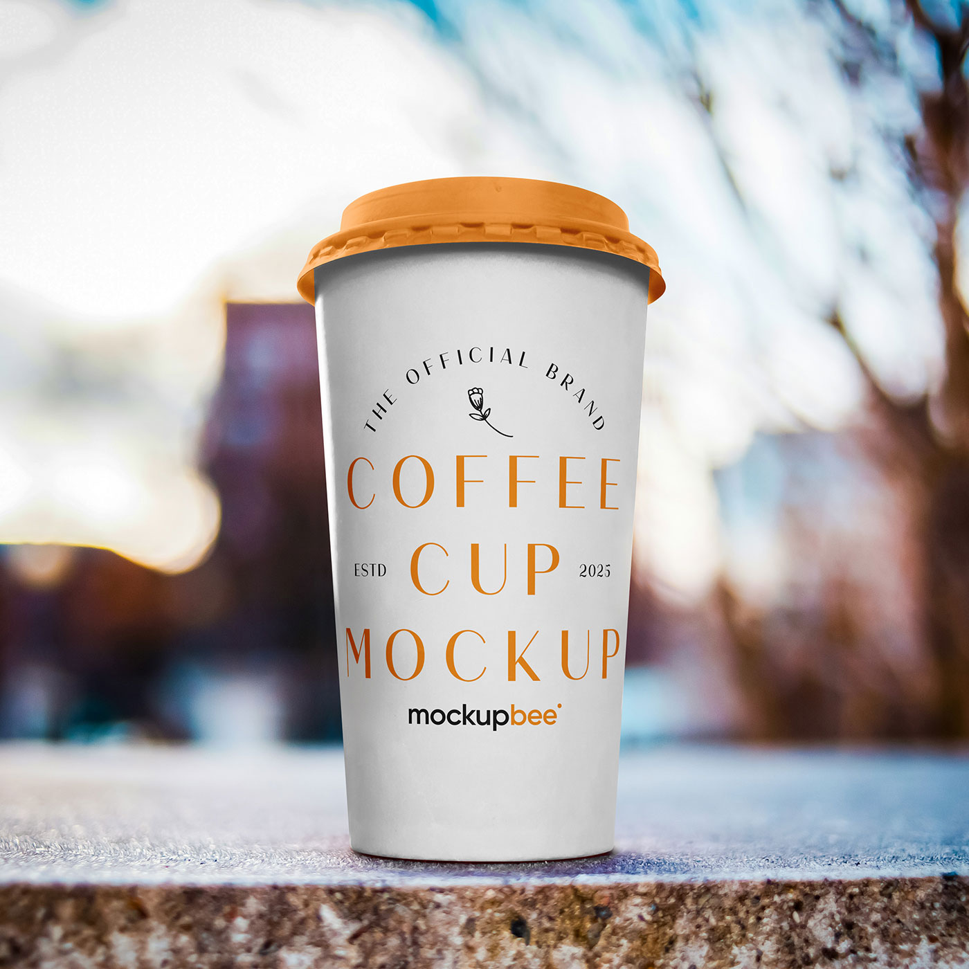 Free Standing Big Paper Cup Mockup PSD Template