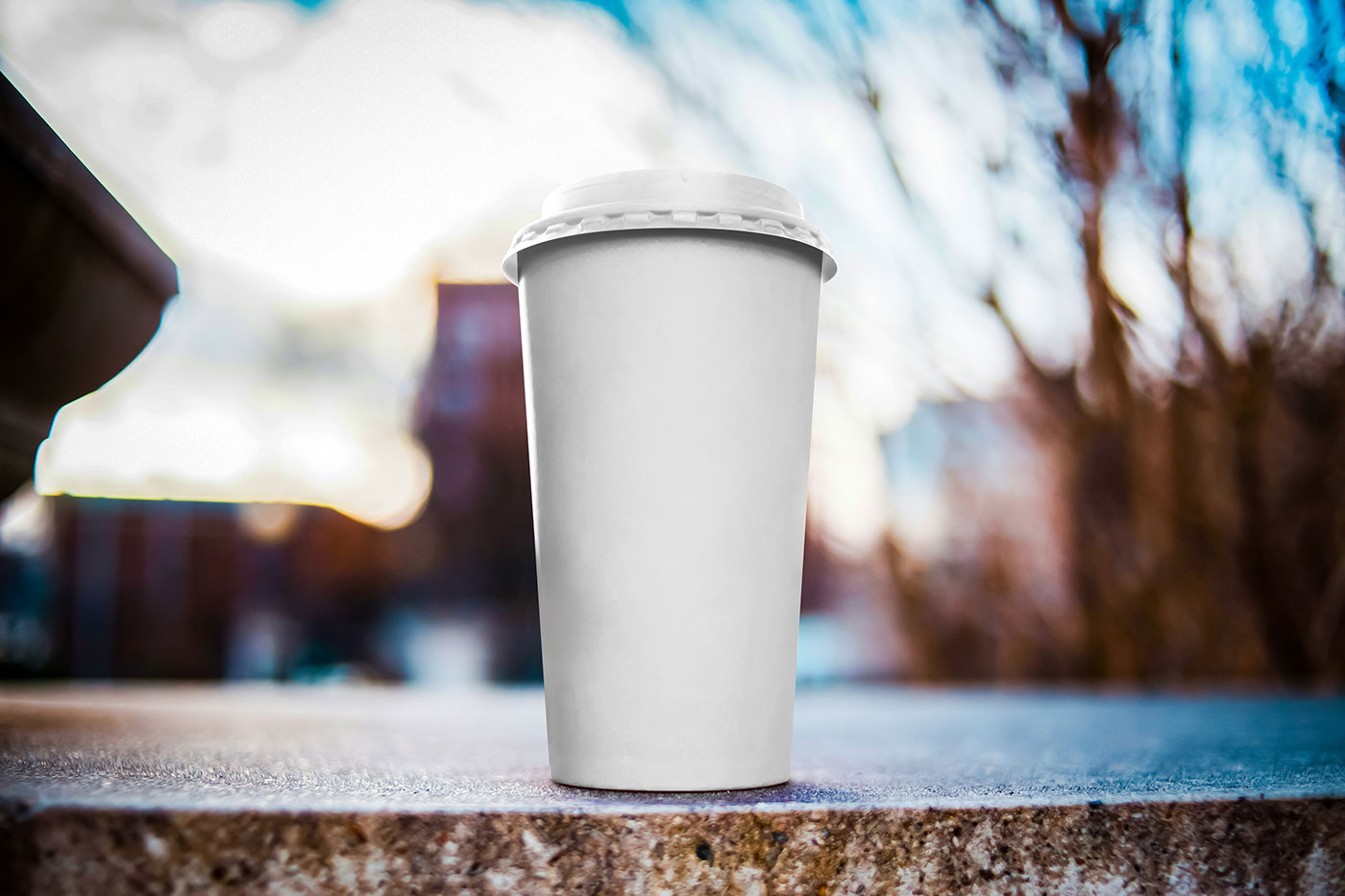 Free Standing Big Paper Cup Mockup PSD Template