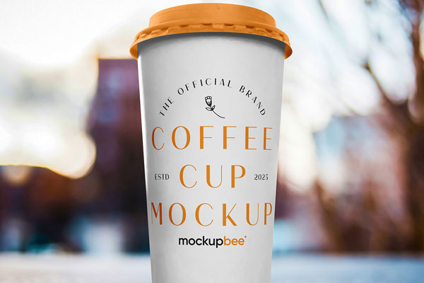 Free Standing Big Paper Cup Mockup PSD Template