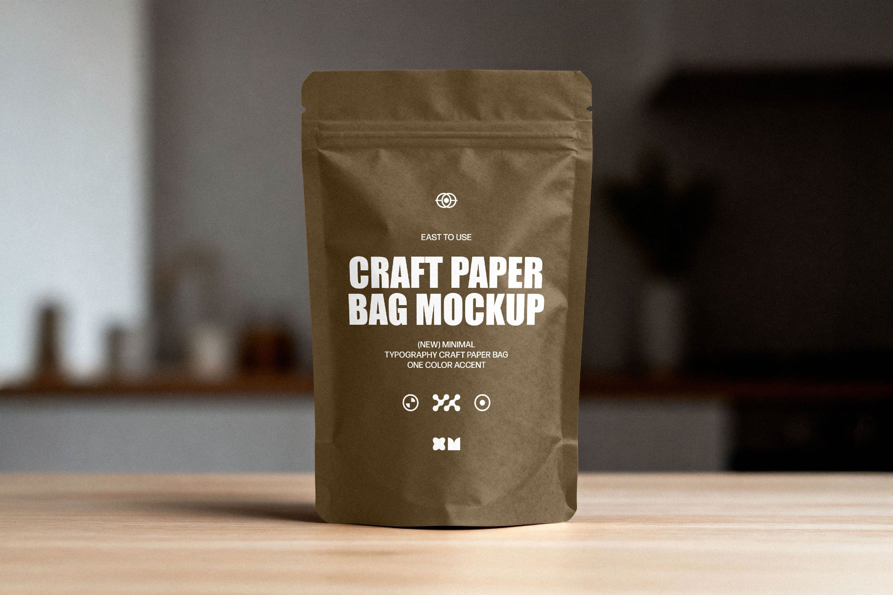 Free Standing Craft Paper Bag Mockup PSD Template