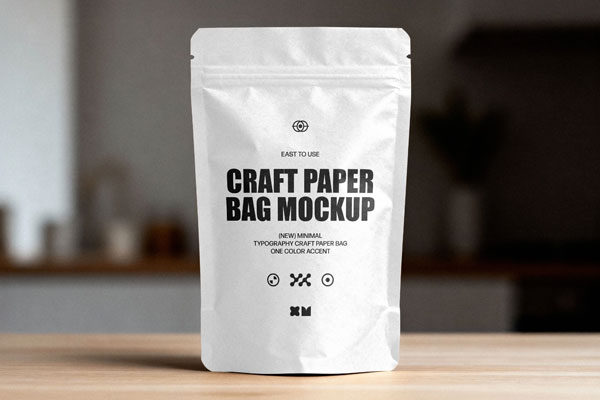 Free Standing Craft Paper Bag Mockup PSD Template