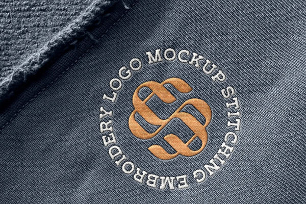Free Stitching Embroidery Logo Mockup PSD Template