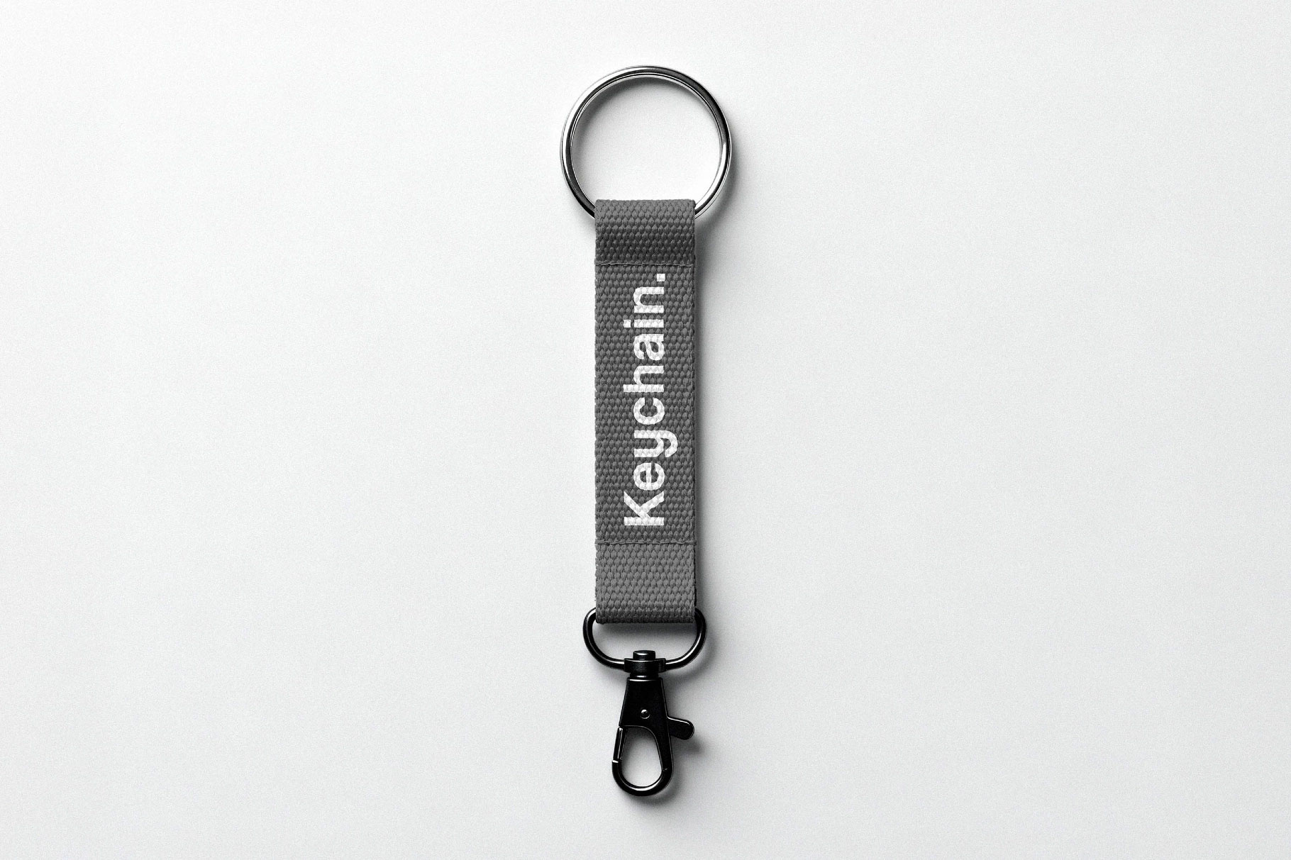 Free Strap Keychain Mockup with Carabiner PSD Template